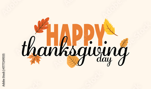 happy thanksgiving day typography concept design. vector illustration.