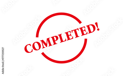 COMPLETED! - Red Rubber Stamp With text COMPLETED! 
