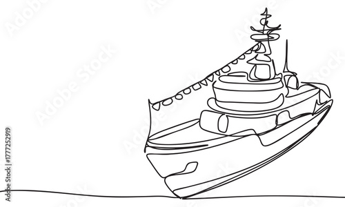 Continuous Line Drawing of a Modern Naval Ship
