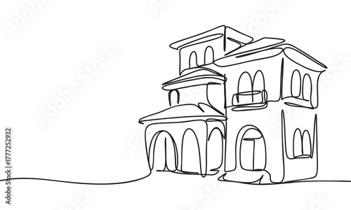 Continuous Line Drawing of a Modern House