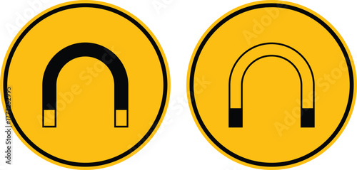 Magnetic field hazard warning symbol. Electromagnetic fields hazard symbol vector