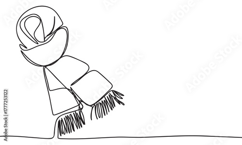 Minimalist One Line Drawing of a Warm Winter Scarf