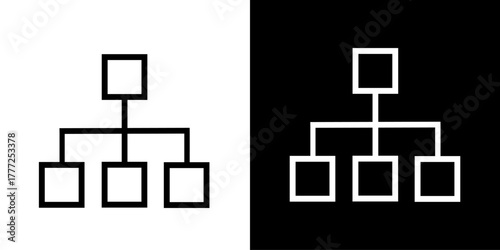 Organization Chart or Hierarchical Structure Line Icon, Vector Illustration