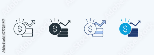 Financial Growth Multiple Style Icon Collection