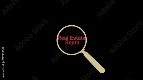 Real Estate Scam Magnifying Glass Inspecting Animation