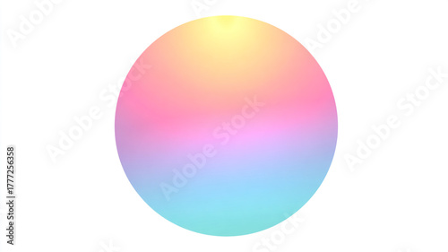 sunset gradient circle, dreamy pastel tones, isolated on white background