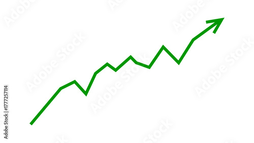Green arrow graph line moving up concept of stock market business growth, increasing financial profit, business grow up trend sign. Business growth analytics graph arrow line. Vector illustration.