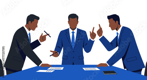 Business Professionals in Meeting at Conference Table.