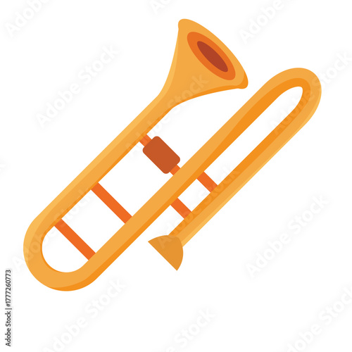 Cute cartoon hand drawn vector trombone clipart.