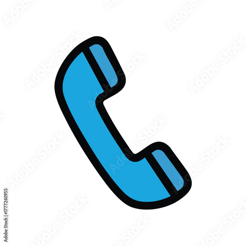 Blue telephone handset icon vector illustration.