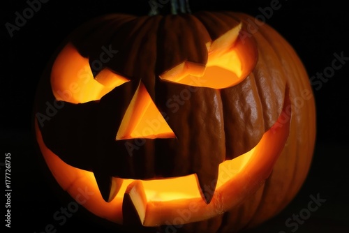 Glowing Jack-o'-Lantern with Evil Grin for Halloween