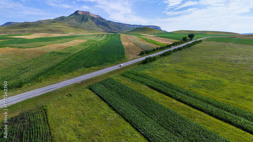 Fototapeta rural road in the mountains