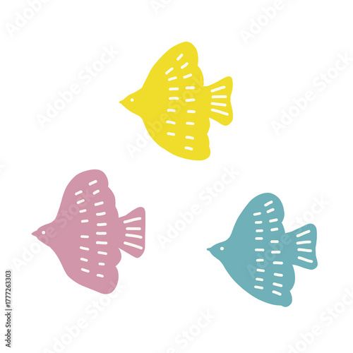 北欧風の鳥のイラストセット