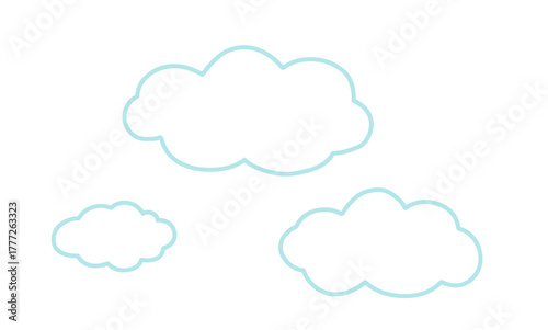 シンプルなもこもこの雲の輪郭の線画