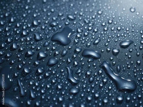 Macro Photography of Water Droplets on a Surface