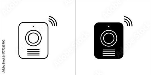 Motion sensor icon, line art and solid silhouette