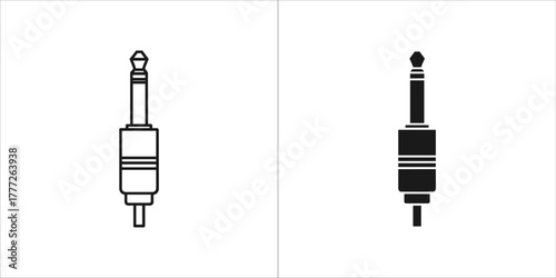 Two audio jack connectors, one outlined and one solid black