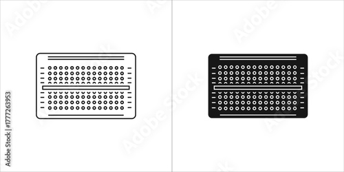 Breadboard icon, line art and solid silhouette