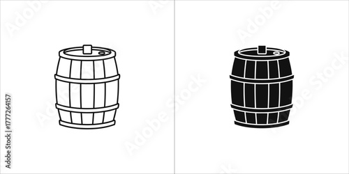 Wooden barrel icon, representing container for liquid storage