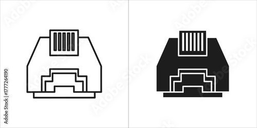Network cable connector rj45 icon set