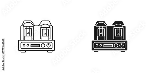 Audio amplifier icon with vacuum tubes
