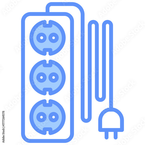Power Strip Outline Blue Color Icon