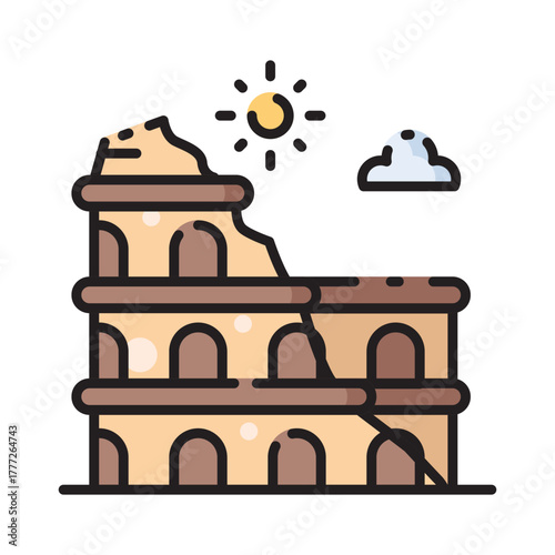 Landmark Colosseum Icon Design. Illustration Vector Design
