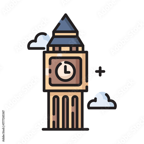 Landmark Big Ben Icon Design. Illustration Vector Design