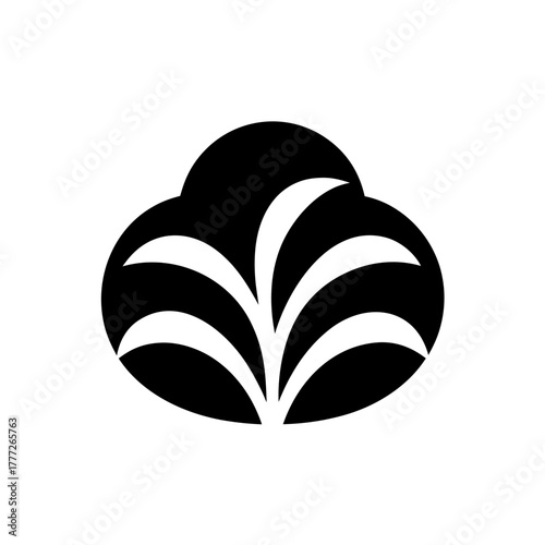 Abstract floral cloud design art on transparent background silhouette