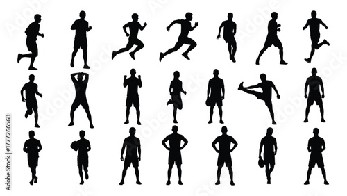 Athletic men silhouettes collection isolated on white background, Vector