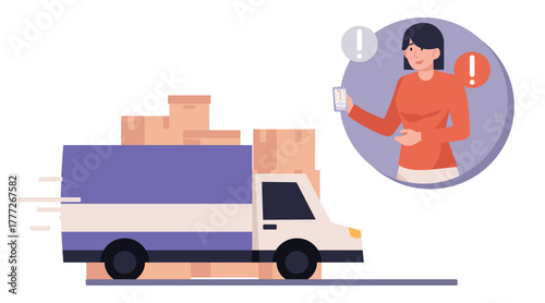 Courier riding electric scooter delivering package on time. Fast express logistics concept