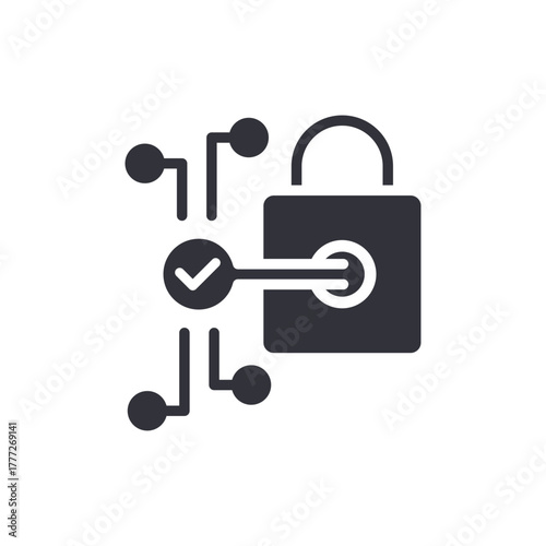 Digital Security Lock With Checkmark Access Granted Icon