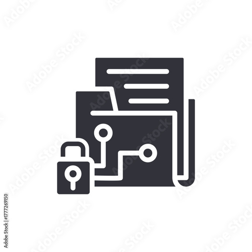 Secured Document Folder Electronic Protection Data Icon