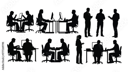 Business people silhouettes isolated on white background, Vector