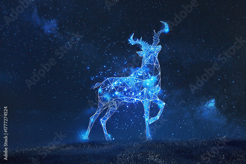 Astrological abstract composition with concept of Capricorn zodiac sign symbol