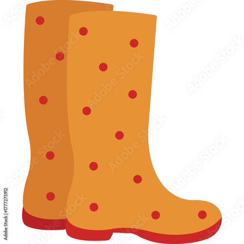 orange polka dot rain boots clip art preview