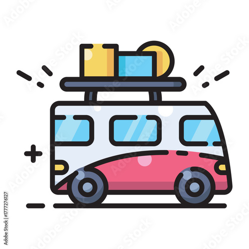 Car Van Traveler Icon Design. Illustration Vector Design