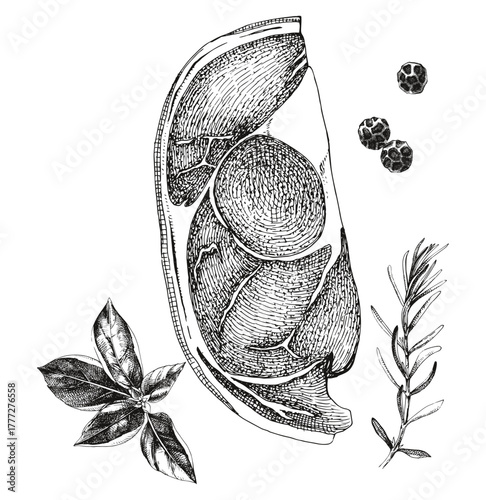 Raw beef rump steak vector