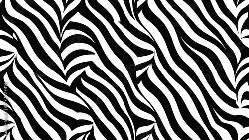Vector pattern of sleek monochrome zebra stripes, perfectly aligned for modern fashion textiles, wallpapers, and stylish fabric backgrounds