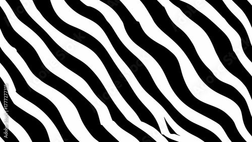 Vector pattern of sleek monochrome zebra stripes, perfectly aligned for modern fashion textiles, wallpapers, and stylish fabric backgrounds