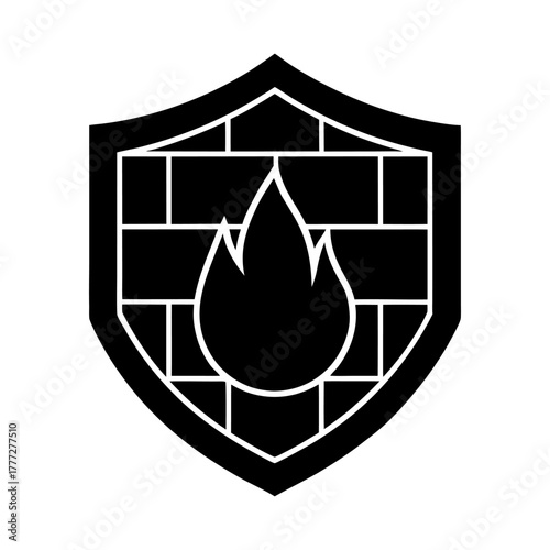 Computer Firewall with Flame – Cyber Defense Vector Isolated.