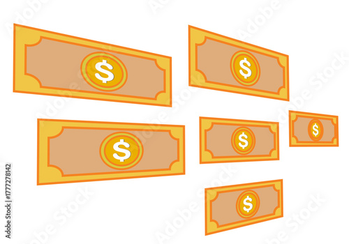 Vector illustration of dollar bills. Income and investment concept.