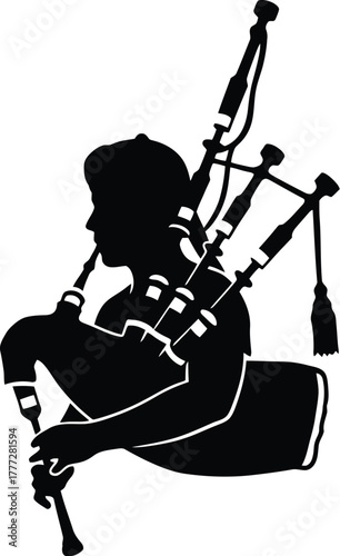 Silhouette vector of person playing bagpipes