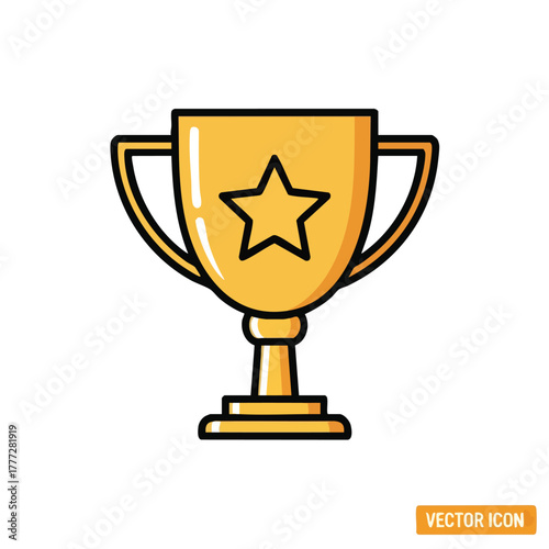 Shiny Golden Trophy Cup Featuring Star Emblem.