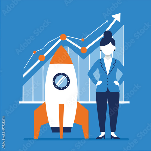 Stylized Rocket Ready for Launch Illustration.