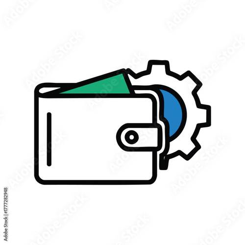 Wallet with card slots and secure clasp illustration.