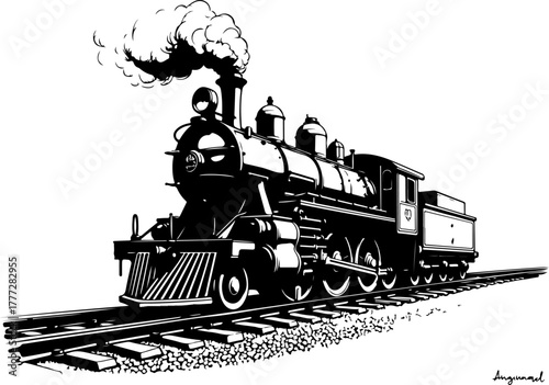 Vintage Steam Locomotive Silhouette Vector Illustration