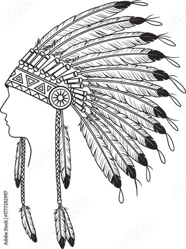 Silhouette vector of Native American headdress