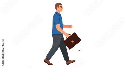 Confident businessman heading to the office with determination and optimism for success in