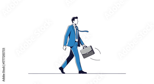 A stylized illustration of a businessman in a suit striding forward with determination and purpose